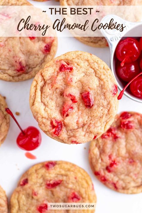 Friendship Cookies Recipe, Kookie Cookies, Cherry Almond Shortbread, Maraschino Cherry Cookies, Cherry Almond Cookies, Crochet Scandinavian, Cherry Cookies Recipes, Micro Bakery, Cherry Recipes Dessert