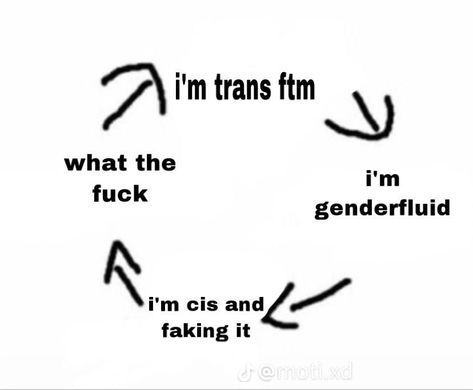 Jacobs Ladder Piercing, No Gender Memes, Gender Fluid Symbol, Mind Dysphoria, Ftm Humor, Dysphoria Art Ftm, Trans Jokes Ftm, Trans Ftm Pfp, Ftm Memes Funny