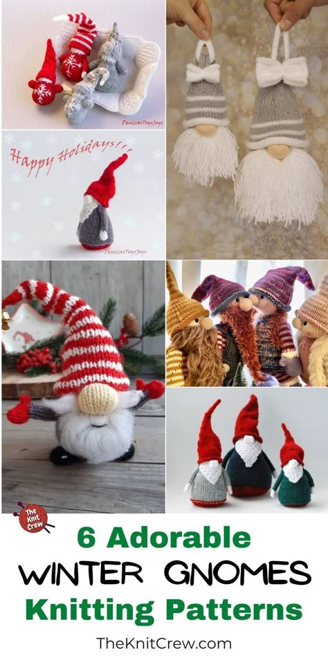 Holiday Knitting Patterns, Christmas Toy Knitting Patterns, Nordic Christmas Decorations, Holiday Knitting, Christmas Knitting Projects, Knitted Christmas Decorations, Winter Gnomes, Knitted Dolls Free, Christmas Knitting Patterns Free