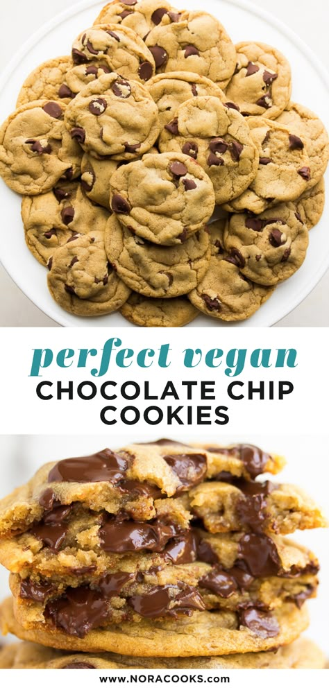 Cookie Dough Vegan, Vegan Chocolate Chip Cookie Recipe, Nora Cooks, Creamsicle Cake, Dessert Light, Velvet Cheesecake, Vegan Cookies Recipes, Vegan Baking Recipes, Vegan Chocolate Chip Cookies