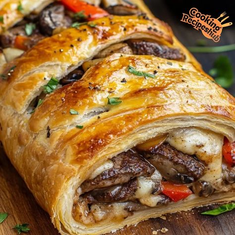 Mozzarella Cheesesteak Stromboli Cheesesteak Stromboli Recipe, Cheesesteak Stromboli, Cheese Stromboli Recipe, Stromboli Dough, Cheese Stromboli, Stromboli Recipe Easy, Soul Food Recipes, Stromboli Recipe, Mozzarella Recipes