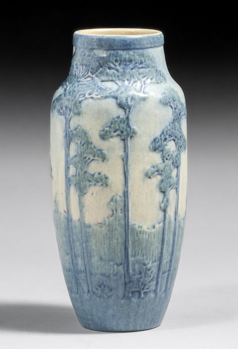 Newcomb College Anna Frances Simpson Pine Trees Vase 1917 | California Historical Design Newcomb Pottery, Sophie's Choice, Fragile Beauty, Tree Vase, Ceramics Pottery Vase, New Orleans Art, American Arts And Crafts, Handmade Ceramics Pottery, Pottery Vases