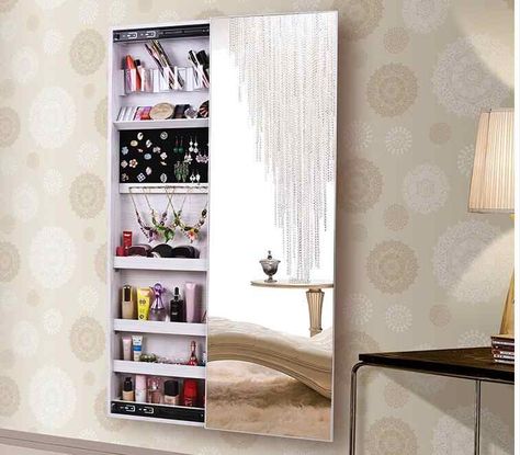 Rotary full body mirror cloakroom floor mirror modern simple fitting mirror jewelry storage cabinet wearing mirror|Dressers| - AliExpress Wall Mounted Dressing Table, Dressing Table Mirror Design, Jewelry Storage Cabinet, Mirror Jewelry Storage, Mirror Jewelry, Dressing Table Storage, Dressing Table Design, Makeup Room Decor, Full Body Mirror