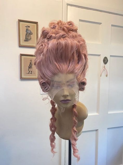 VeilandCrownandWig - Etsy Bridgerton Wigs, Drag Wigs Styling, Rococo Wigs, Marie Antoinette Aesthetic Modern, Marie Antoinette Photoshoot, Crazy Wigs, 18th Century Makeup, Rococo Hair, Rococo Hairstyles