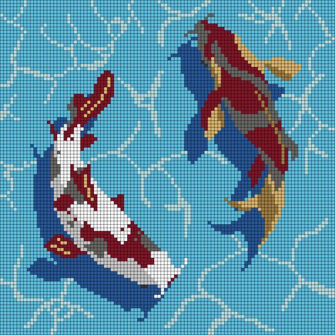 Koi Fish Alpha Pattern, Fish Alpha Pattern, Pixel Painting, Water Swimming, Koi Fish Pond, Fish Pond, Alpha Pattern, Alpha Patterns, Koi Fish