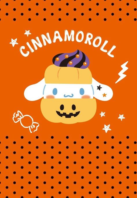 wallpaper halloween | Tumblr Cinnamoroll Fall Wallpaper, Cinnamon Roll Sanrio Halloween, Cinnamoroll Halloween Wallpaper, Cinnamon Roll Halloween, Sanrio Halloween Wallpaper, About Cinnamoroll, Spooky Sanrio, Kawaii Folder, Cinnamoroll Halloween