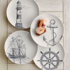 Plates Classic Plates, Appetizer Plates Set, Melamine Dinner Plates, Nautical Home, Traditional Furniture, Dinner Plate Sets, Dessert Plates, Red Barn, Sailboats