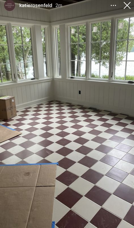 Terracotta Checkerboard Floor, Blue And White Checkered Floor, Floor Checkerboard, French Chateau Interiors, Checkered Floor, Chateaux Interiors, Garage Renovation, Checkerboard Floor, Kitchen Mood Board