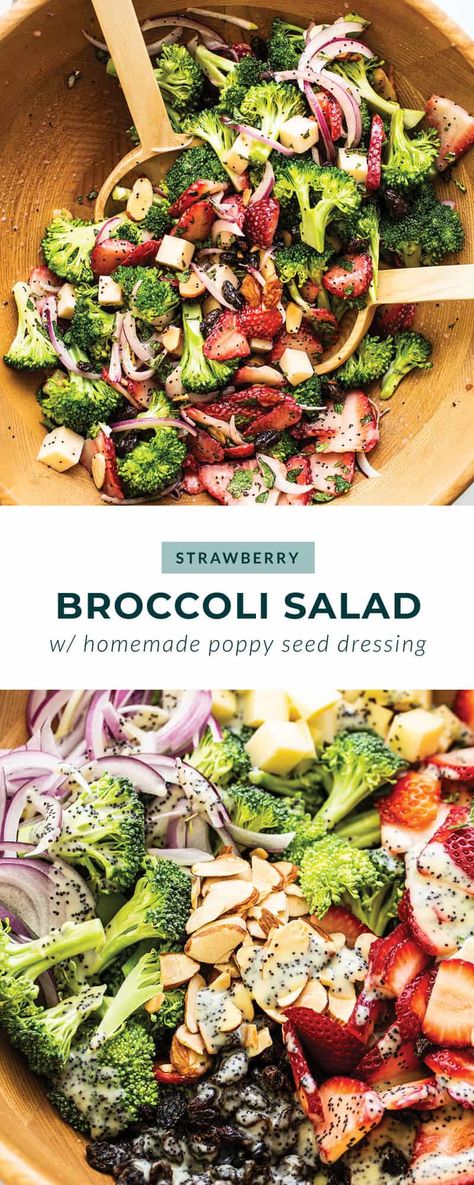 Salad With Poppy Seed Dressing, Salads For Kids, Seed Salad, Salmon Salad Recipes, Fit Foodie Finds, Bbq Side, Raw Broccoli, Poppy Seed Dressing, Broccoli Salad Recipe