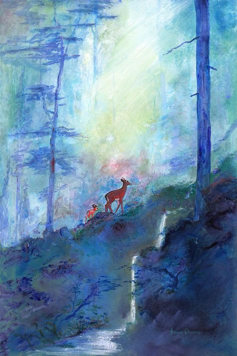 Bambi Concept Art, Bambi Backgrounds, Bambi Painting, Bambi Illustration, Disney Nature, Bambi Art, Bambi Disney, Disney Paintings, Disney Fine Art