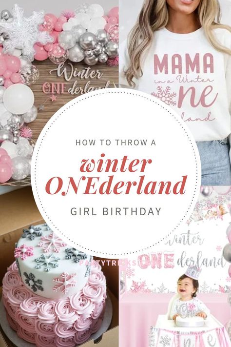 winter wonderland party girl Winter Onederland Party Snacks, Winter One Birthday Party Ideas, Winter Onederland Centerpieces Diy, Winter Onederland Party Girl Purple, Winter Onederland First Birthday Food, Diy Winter Onederland Decorations, First Birthday In December Ideas, Onederland Birthday Party Girl Winter, Winter Onederland Cake Ideas