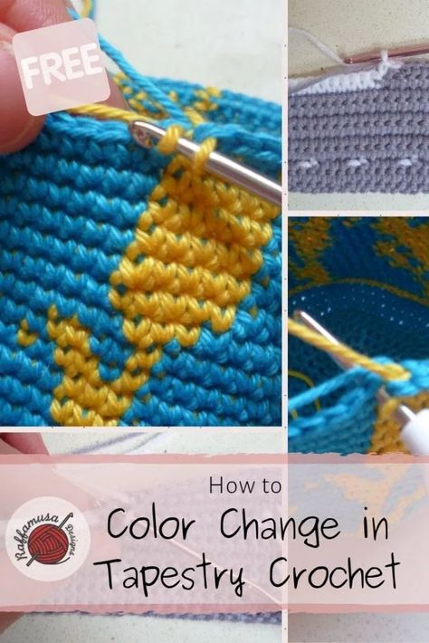 How to Change Color in Tapestry Crochet • Free • by RaffamusaDesigns Square Patterns Crochet, Change Colors In Crochet, Yarn Tapestry, Friends Crochet, Crochet Beginner, Right And Wrong, Mosaic Crochet, Amazing Crochet, Crochet Blanket Pattern