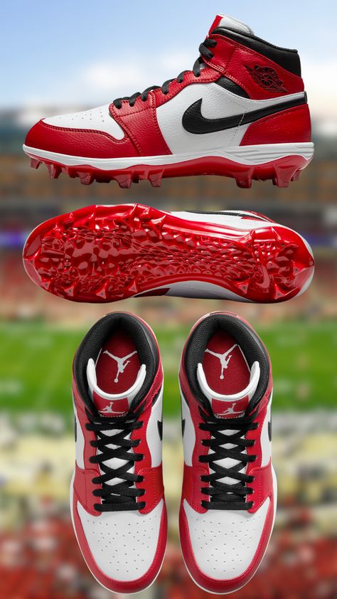 Nfl Cleats, American Football Shoes, Custom Football Cleats, American Football Cleats, Football Flag, Nike Jordan 1 Mid, Jordans Retro, Nike Jordan 1, Nike Cleats