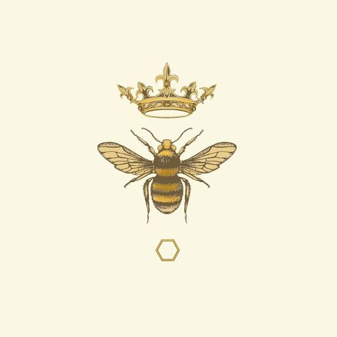 Illustration Style, Queen Bee, Badger, Fine Art Print, Designer Fashion, Honey, Bee, Crown, Art Print