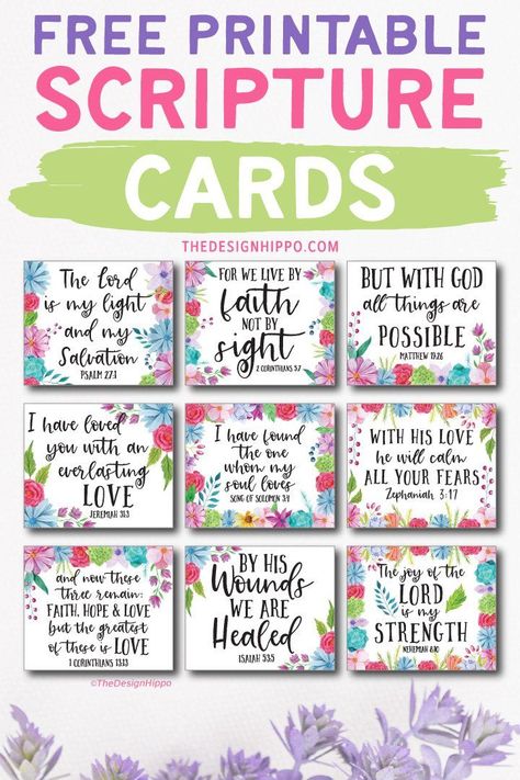 Free Printable Scripture Cards featuring 9 Bible Verses. Print these beautiful watercolor floral cards for scripture memory, journaling, to make gifts and share God's love. Featuring quotes with watercolor flowers, these beautiful cards are great for bible study. #freeprintable #scriptureart #bibleverse #scripturememory #faith #scripturecards #inspirationalprintable #biblestudy #journaling Watercolor Scripture Art Free Printable, Blank Cards Design Free Printable, Free Printable Scripture Cards, Free Printable Scripture, Scripture Cards Printable, Encouragement Printables, Free Scripture Printables, About Bible, Bible Cards