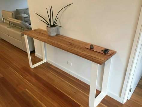 Entrance Area Ideas, Meja Industrial, Handcrafted Dining Table, Rustic Entryway Table, Luxury Console, Timber Dining Table, Concrete Countertop, Rustic Entryway, Timber Table