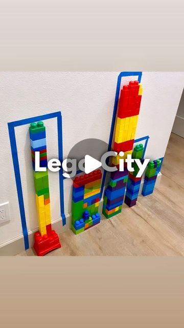 Whitney Berg | Activities for Kids 💕 on Instagram: "LEGO CITY 🌆👷💕  You know we love an easy prep vertical play activity over here! 🎉🤩 This activity only requires TWO items: painters tape and legos. That’s it! 🤯   My kids loved building their cities and then knocking them over and rebuilding them! This is an activity that can distract for a while! 😅🙌  If you have different colored tape you could even extend the activity and have your kids build towers with legos that match the color of the tape!   Want more fun and easy activity ideas? Follow @wingitwithwhit for mom hack Mondays, activities for kids daily, and FREE printables on stories every Friday! 🫶🎉🥳  Activities for kids, Lego activity, fine motor skills, toddler activities, building with legos, toddler play, learn through p Vertical Play Activities, Learn Through Play, Colored Tape, Play Activity, Cultural Crafts, After School Routine, Lego Activities, Easy Activities, Toddler Play