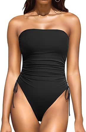 Yonique Women Strapless One Piece Swimsuit Tummy Control Bandeau Bathing Suit Cheeky Swimwear Strapless One Piece, Bandeau Bathing Suits, Strapless Swimsuit, Swimsuit Cover Ups, Swimsuit Cover, Bathing Suit, One Piece Swimsuit, Bathing Suits, Swimming