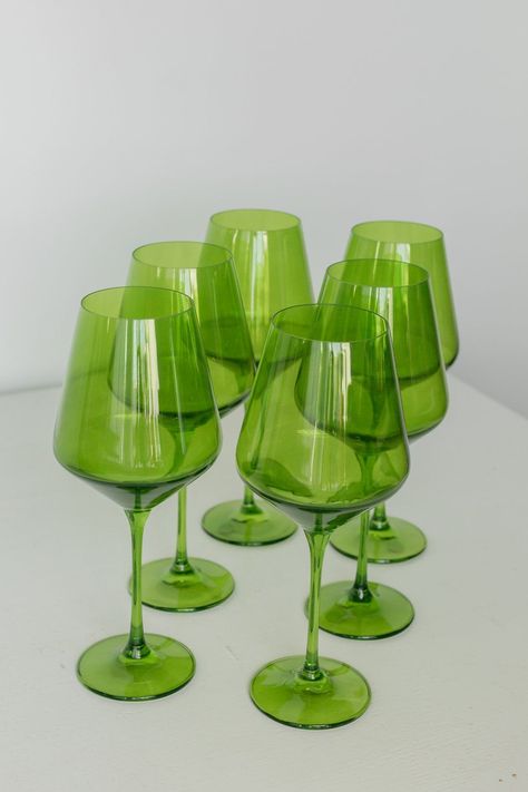 Estelle Colored Wine Stemware - Set of 6 {Forest Green} Deco Fruit, Treasure Hunting, Dream House Decor, Interior Inspo, Green Aesthetic, Stemware, Recycled Glass, My New Room, My Dream Home