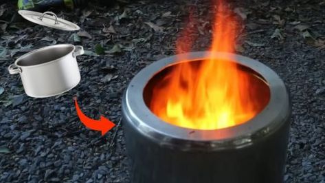 DIY Smokeless Fire Pit From Cheap Stainless Steel Pots | DIY Joy Projects and Crafts Ideas Best Way To Make Bacon, Make Bacon In The Oven, Diy Tabletop Fire Pit, Hamburger Steak And Gravy, Diy Tabletop, Smokeless Fire Pit, Tabletop Fire Pit, Pallet Signs Diy, Make Bacon