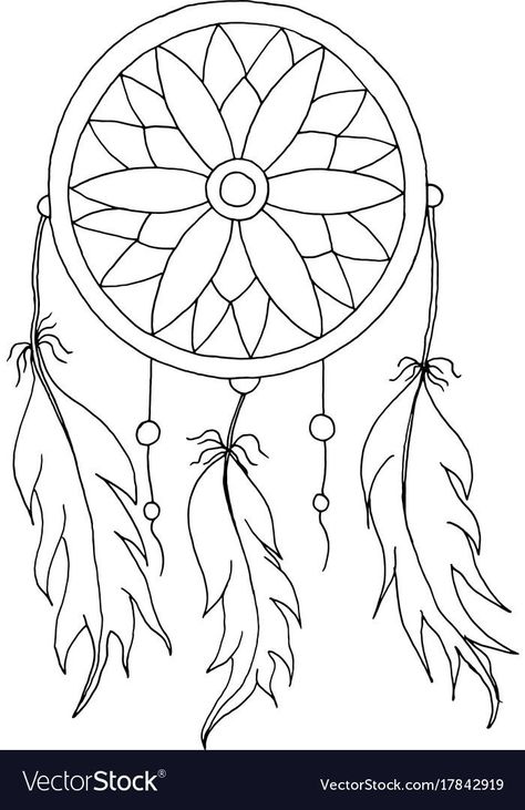 How To Draw Dream Catcher Step By Step, Mandala Feather Drawing, How To Draw A Dreamcatcher, Dreamcatcher Drawing Easy, Easy Feather Drawing, Easy Dream Catcher, Dreams Drawing, Dream Catcher Coloring Pages, Dreamcatcher Drawing