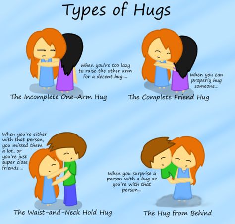 Types of hugs Types Of Hugs Couple, Hug Types, Hugs Couple, Busy Mom Quotes, Types Of Hugs, Love Story Quotes, Love Quotes Tumblr, Friends Hugging, Hug Quotes