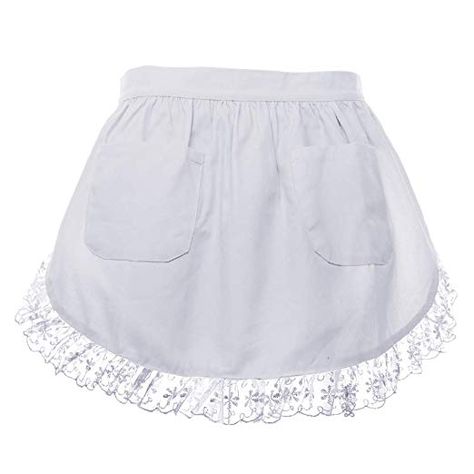 Amazon.com: Aspire Waist Apron For Lady Lace Cotton Kitchen Half Apron With Two Pockets Maid Costume: Gateway Victorian Maid, Cobbler Aprons, Branded Aprons, Ruffle Skirts, Lace Apron, Victorian Costume, Work Aprons, Waist Apron, Diy Skirt