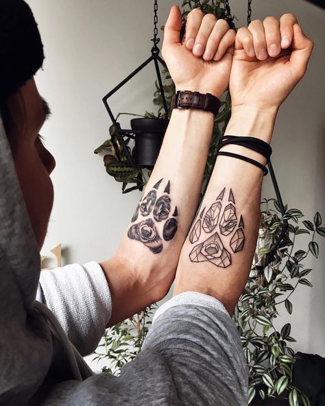 200+ Meaningful Tattoo Ideas for Guys (2020) Unique First Designs | Tattoo Ideas 2020 Wolf Paw Tattoos, Wolf Tattoo Meaning, Wolf Tattoo Ideas, Claw Tattoo, Strong Tattoos, Pawprint Tattoo, Biker Tattoos, Couples Tattoo Designs, Paw Tattoo