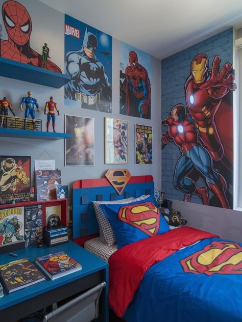 Blue Room Ideas For Boys, Boys Superhero Bedroom, Boy Room Ideas, Boys Room Ideas, Teen Boy Bedroom Decor, Boy Bedroom Ideas, Boy Bedroom Decor, Teen Boy Bedroom, Boys Bedroom Decor