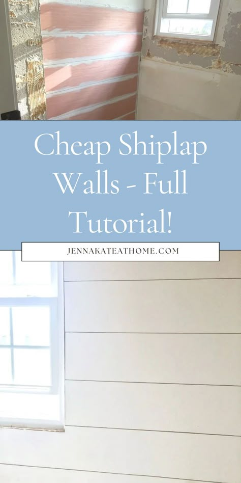 Transform your space with shiplap walls in the living room, bedroom, or even in the bathroom and in the kitchen. Learn how to do shiplap walls cheap with this step by step guide for a DIY shiplap wall. Try faux shiplap for a budget-friendly option or create a stunning shiplap accent wall. Follow this guide on how to install DIY shiplap for a beautiful finish! Mobile Home Walls Makeover, Cheap Shiplap Wall, Cheap Shiplap, Shiplap Room, Shiplap Bathroom Wall, Diy Shiplap Wall, Shiplap Living Room, Bathroom Decor Elegant, Bathroom Decor Guest