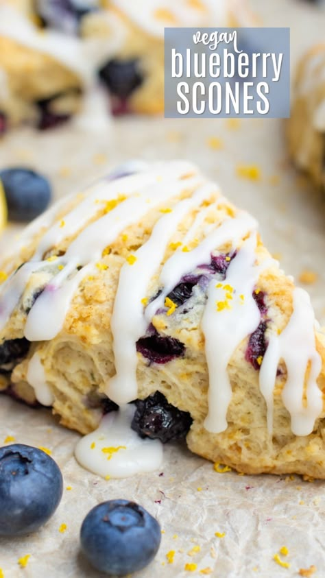 Lemon Blueberry Scones Recipe, Vegan Blueberry Scones, Lemon Icing Recipe, Lemon Blueberry Scones, Healthy Scones, Blueberry Lemon Scones, Blueberry Scones Recipe, Vegan Scones, Baker By Nature