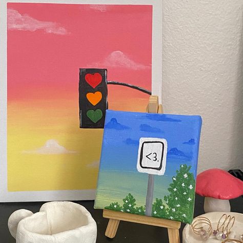 Easy Painting Ideas On Tiny Canvas, 12x12 Painting Ideas, Small Square Paintings, Things To Paint For Your Boyfriend, Cute Little Paintings, Square Canvas Painting, Mini Tela, Cute Easy Paintings, Mini Toile