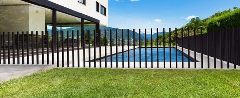 Aluminum Pool Fence, Fancy Fence, Pool Safety Fence, Retractable Gate, Pool Gate, Pool Fencing, Black Fence, Pool Landscape Design, Outdoor Pools