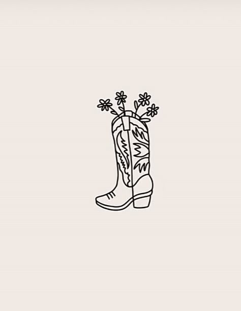 Minimal Country Tattoo, Fly High Cowboy Tattoo, Cute Boot Tattoo, Simple Cowgirl Drawing, Best Friend Cowboy Boot Tattoo, Cowboy Boot Tattoo Small With Flowers, Cowboy Boot Tattoo With Spur, Small Texas Themed Tattoos, Fine Line Cowgirl Tattoo