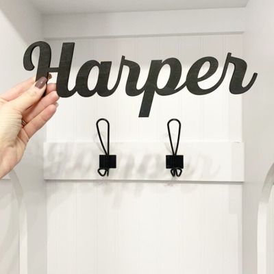 Custom Names for Mudroom Decor - DIY Mudroom Decor | CraftCuts.com Mudroom Signs, Cluttered Room, Built In Cubbies, Wooden Name Plates, Mudroom Makeover, Mudroom Lockers, Diy Mudroom, Mudroom Entryway, Mudroom Decor