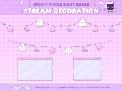 Twitch Streamer Aesthetic, Twitch Streamer Aesthetic Overlay, Retro Stream Overlay, Ghost Twitch Stream Overlay, Spooky Stream Overlay, Twitch Streaming Overlays, Streaming Setup, Phone Wallpaper Design, String Lights