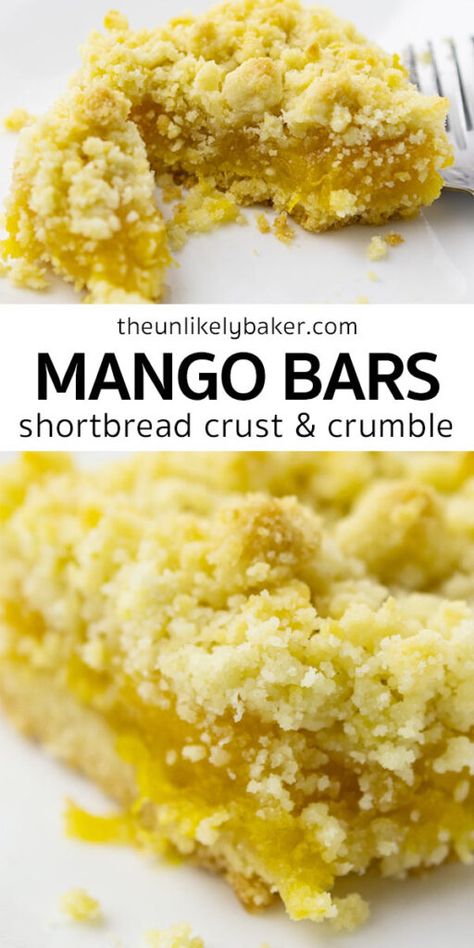 Mango Filling, Bars With Shortbread Crust, Christmas Cookie Tray, Mango Bars, Mango Chocolate, Mango Dessert Recipes, Mango Dessert, Buttery Shortbread, Shortbread Bars