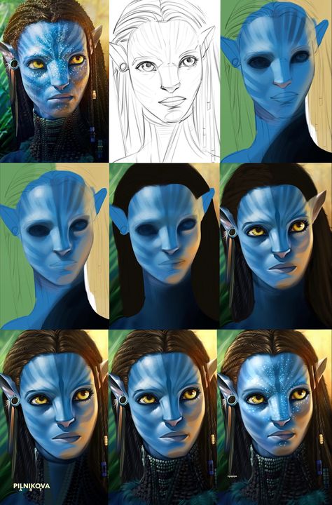 Avatar Acrylic Painting, Avatar Portrait, Blue Avatar, Prismacolor Art, Digital Sculpting, Colored Pencil Artwork, Pandora Avatar, Avatar Movie, Art Drawings Sketches Pencil