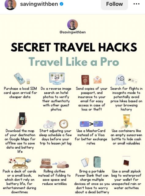 Travel Packing Checklist, Travel Life Hacks, Travel Infographic, Holiday Travel Destinations, Travel Inspiration Destinations, Packing List For Travel, Travel Checklist, Dream Travel Destinations, Travel Info