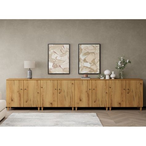 Latitude Run® Lysiane Solid Wood 8 - Door Accent Cabinet & Reviews | Wayfair Storage Cabinets With Doors, Accent Cabinets, Door Accent Cabinet, Sideboard Storage Cabinet, Home Storage Solutions, Buffet Cabinet, Accent Doors, Wood Sideboard, Accent Cabinet