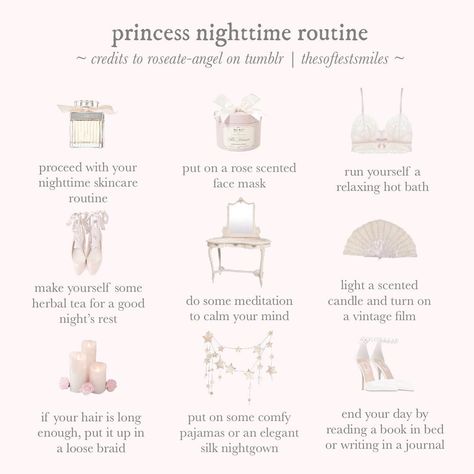 sophia k on Instagram: “princess (or prince) nighttime routine! i hope this is helpful. this kinda reminds me of my fall 2019 posts. what’s your nighttime routine?…” Evening Routine Ideas, Routine Ideas, Meditation Candles, Time Routine, Nighttime Routine, Nighttime Skincare, Night Time Routine, Evening Routine, Classy Aesthetic