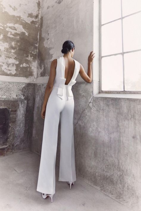 Structured Gown, Wedding Pantsuit, Wedding Pants, Sleeved Wedding, Bow Wedding Dress, Bridal Jumpsuit, Wedding Jumpsuit, Casual Wedding Dress, Civil Wedding