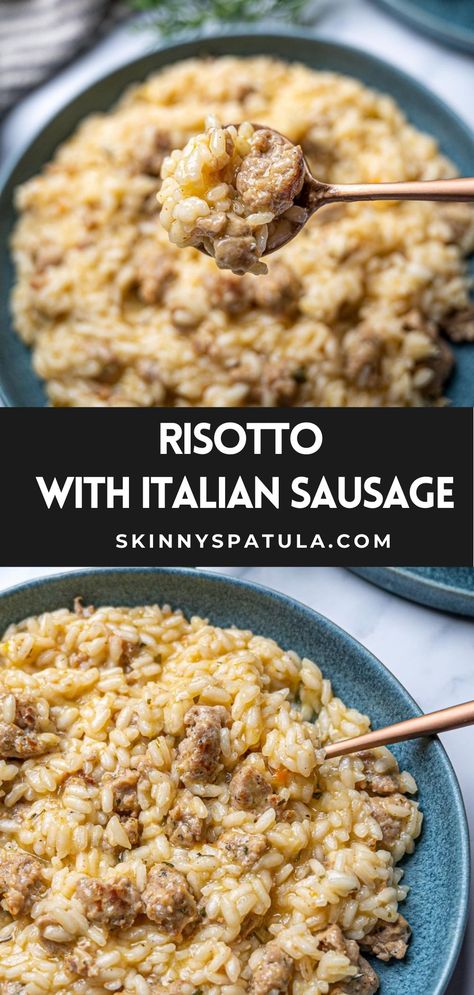 Slow Cooker Sausage Risotto, Italian Sausage Risotto Recipes, Sausage Risotto Recipes, Italian Wedding Risotto, Italian Sausage Risotto, October Dinner, Sausage Risotto, Easy Risotto, Risotto Recipes Easy