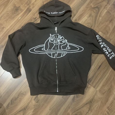 Broken planet hoodie Size M Medium Worn a few... - Depop Aesthetics Clothing, Broken Planet Hoodie, Planet Ring, Broken Planet, Hoodie Design, Dream Wardrobe, Christmas List, Planets, Zip Ups