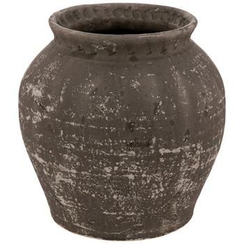 Dimensions: 10.25" H x 10.25" W x 10.25" D Opening Diameter: 6.38" Material: Ceramic Color: Gray & White Quantity: 1 Enriching your home decor with simple embellishments is a great way to tie a room together. Gray & White Terracotta Vase has a narrow base that widens then narrows again towards a short, fluted neck. It features a semi-smooth finish with subtle ridges around the center. A spattering of white and textured markings add to the vase's rustic appeal. Coordinate your farmhouse and boho Gray Vase Decor, Hobby Lobby Vase, Diy Pottery Barn Decor, Farmhouse Mantle Decor, Target Decor, Hobby Lobby Decor, Terracotta Vase, Table Farmhouse, Modern Rustic Homes