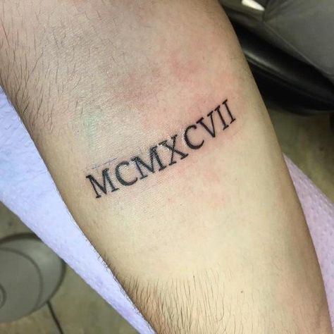 1997 Roman Numerals, Roman Numerals Tattoo, Numerals Tattoo, Ems Tattoos, Abstract Tattoo Ideas, Roman Numeral Tattoos, Shiva Tattoo Design, Red Ink Tattoos, Tattoo Lettering Fonts