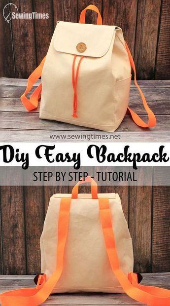 EASY BACKPACK TUTORIAL | How to make a simple Backpack for adult [sewingtimes] Easy Backpack Pattern Free, Sewn Backpack Pattern, Diy School Bag Backpack Tutorial, Simple Backpack Sewing Pattern, Easy Sew Backpack, Diy Rucksack Backpack, Fabric Backpack Pattern, How To Make Backpacks Diy, Easy Backpack Pattern