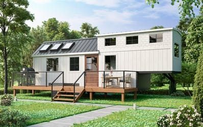 Tiny House Model Sleeps 6 - Photos, Floor Plan | Apartment Therapy Small Prefab Homes, Luxury Tiny Homes, Design Casa Piccola, Tiny Homes For Sale, Innovation Architecture, Tiny House Luxury, The Goose, Casa Container, Modern Tiny House