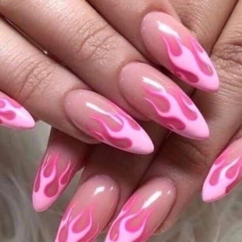 Heart Nails Aesthetic, Almond Nails Pink, Flame Nail Art, Nails Heart, Heart Nail Designs, Punk Nails, Nails Aesthetic, Grunge Nails, Work Nails