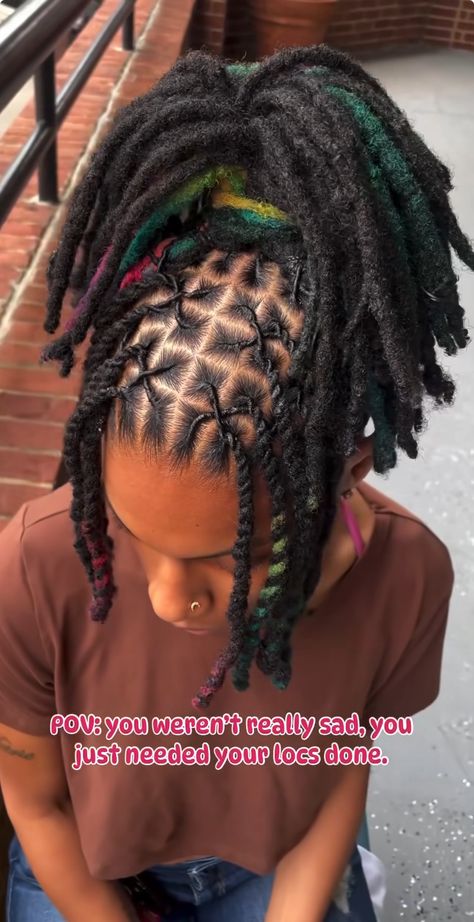 Beaded Loc Styles, Casual Loc Styles, Female Retwist Styles, Locs Barrel Twist Styles, Barrel Rolls Locs Women, Barrel Rolls On Locs, Locs Hairstyles Barrel Twist, Loc Bun Styles Black Women, Locs Retwist Hairstyles